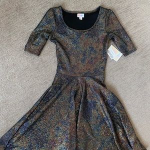 LulaRoe NWT “Nicole” dress - metallic/shiny/glittery HTF!